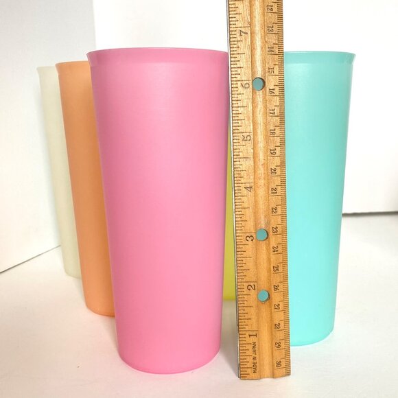 Tupperware 107 Iced Tea Lemonade 16 oz Cups Set Of 6 Pastel Colors Vtg Drinkware - Picture 3 of 5